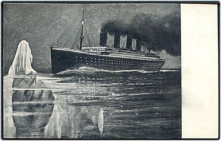 “Titanic”, S/S, “Livet staar i Guds Haand” med isbjerg. Til indtægt for forliste sjømænds efterladte. U/no. Kvalitet 8