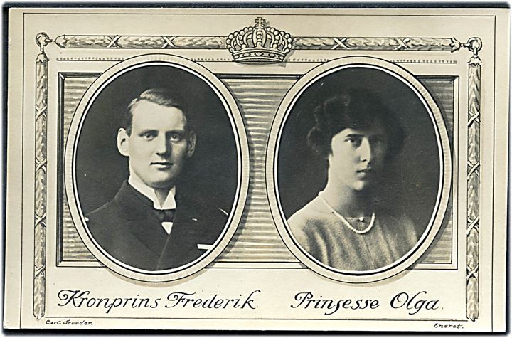 Royale. Kronprins Frederik og hans forlovede prinsesse Olga af Grækenland. Stenders u/no. Kvalitet 8