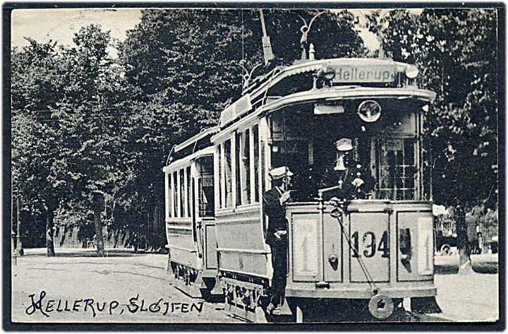 Hellerup, Sløjfen med sporvogn linie 1 vogn 194. Fotokort u/no. Kvalitet 8