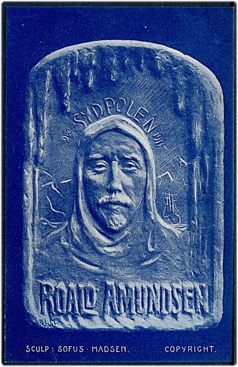 Norge, Roald Amundsen Sydpolen 1911 skulptur af Sofus Madsen. U/no. Kvalitet 9