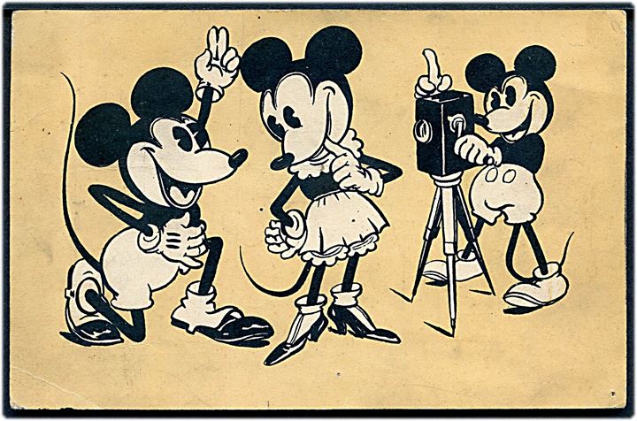 Walt Disney: Mickey og Minnie Mouse. W.H. u/no. Tysk kort anvendt i Danmark 1937. Kvalitet 7