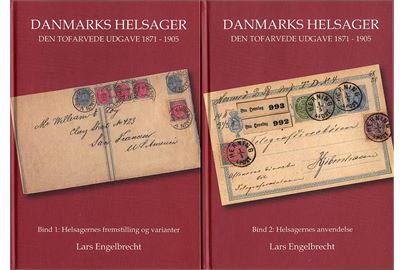 Danmarks Helsager - den tofarvede udgave 1871-1905 af Lars Engelbrecht. Omfattende værk med bind 1 Helsagernes fremstilling og varianter og bind 2 Helsagernes anvendelse. Samlet i alt 847 sider. 