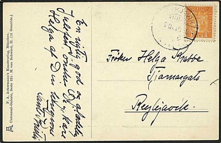 3 aur Chr. IX på lokalt brevkort i Reykjavik d. 25.12.1910.