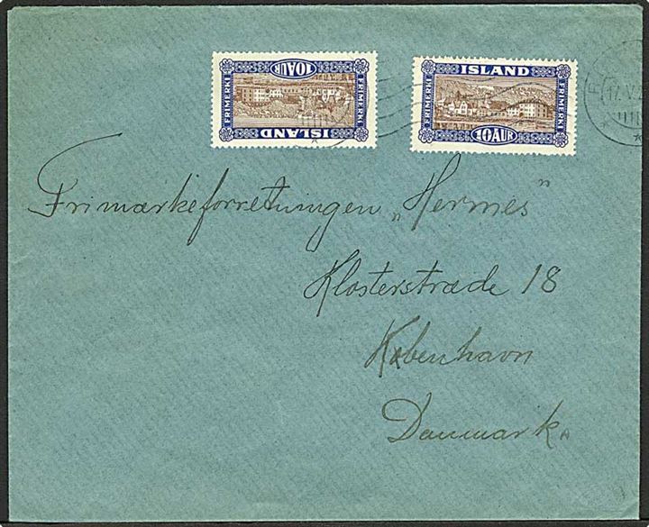 10 aur Landskab (2) på brev fra Reykjavik d. 17.5.1926 til København, Danmark.