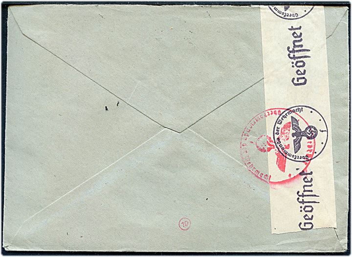 3+2 pfg, 5+3 pfg., 6+4 pfg. og 12+6 pfg. Winterhilfswerk på brev fra Duisburg d. 5.3.1941 til Maribo, Danmark. Åbnet af tysk censur i Hamburg.