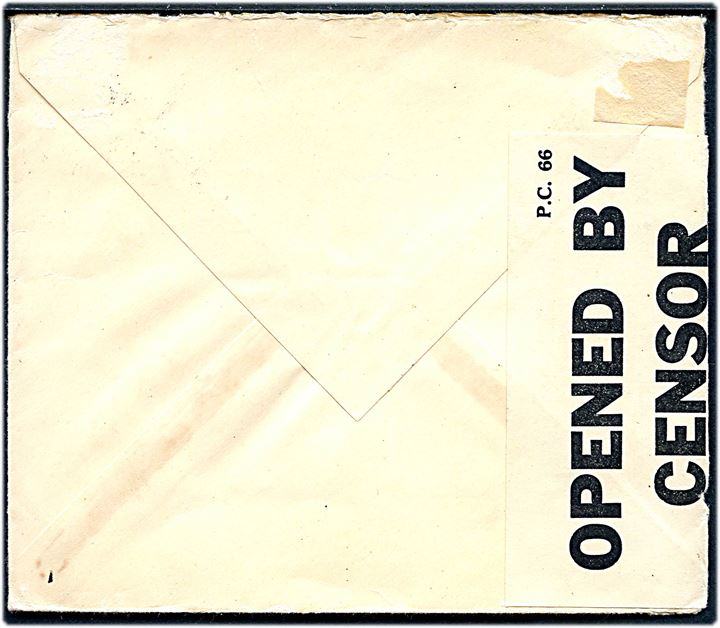 1 cent Washington og 2 cents Adams i parstykke på brev fra Brooklyn d. 28.11.1939 til København, Danmark. Åbnet af tidlig britisk censur PC66/959.