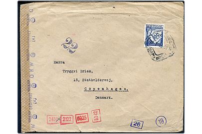 Portugal 1$75 (kort hj.tak) på brev fra Lissabon d. 12.3.1942 til Tryggvi Briem i København, Danmark. Åbnet af tysk censur i München. Brevet er muligvis et undercover brev med relation til Dr. Helgi Briem's postformidling mellem Island og det besatte Europa via Portugal. 