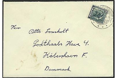 50 aur Torsk på brev fra Hafnarfjördur d. 18.3.1948 til København, Danmark.