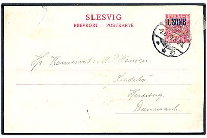 10 øre 1. Zone helsagsbrevkort annulleret Apenrade **C d. 1.6.1920 til Herning, Danmark.
