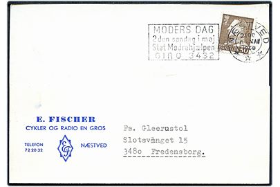 50 øre Fr. IX på brevkort annulleret med TMS Moders Dag 2den søndag i maj Støt Mødrehjælpen GIRO 3432/Næstved *** d. 6.5.1968 til Fredensborg.