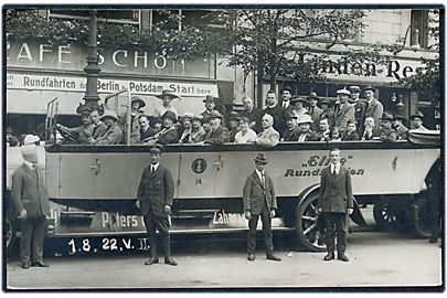 Elite Rundfahrten i Berlin. Fotokort dateret d. 1.8.1922. U/no.