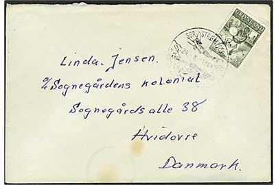 35 øre Trommedanser på brev fra Sdr. Strømfjord d. 24.8.1964 til Hivdovre. Fra Luftgruppe Vest.