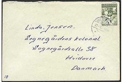 35 øre Trommedanser på brev fra Sdr. Strømfjord d. 27.8.1964 til Hivdovre. Fra Luftgruppe Vest.