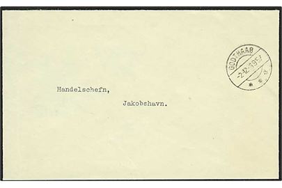 Portofrit indenrigsbrev fra Godthaab d. 2.12.1957 til Jakobshavn.