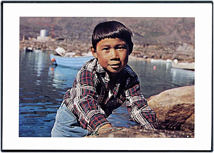 Grønlands dreng! Klapkort efter foto af Peter Juul, solgt af Rotary til fordel for børne og ungdomsarbejdet i Grønland.