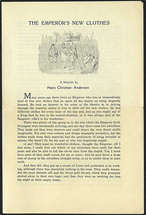 Komplet ubrugt brev fra Julemanden 1950 med følgebrev, H.C.Andersen eventyr og billede. Påskrevet på forsiden: 1950 kun til at vise frem ikke til at give væk!.