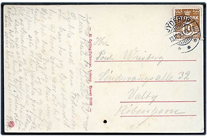 10 øre Bølgelinie på brevkort annulleret med brotype Ic Jyderup d. 13.12.1933 til København. Anvendt ca. 4 måneder senere end registreret hos Bendix.