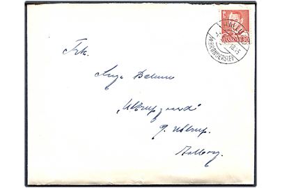 30 øre Fr. IX på brev annulleret med pr.-stempel Hallund pr. Brønderslev d. 8.5.1953 til Øster Uttrup pr. Aalborg.