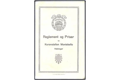 Kuranstalten Montebello pr. Helsingør. Reglement og Prisliste, samt 3 st. Ordinationsbøger fra ophold 1921-1931.