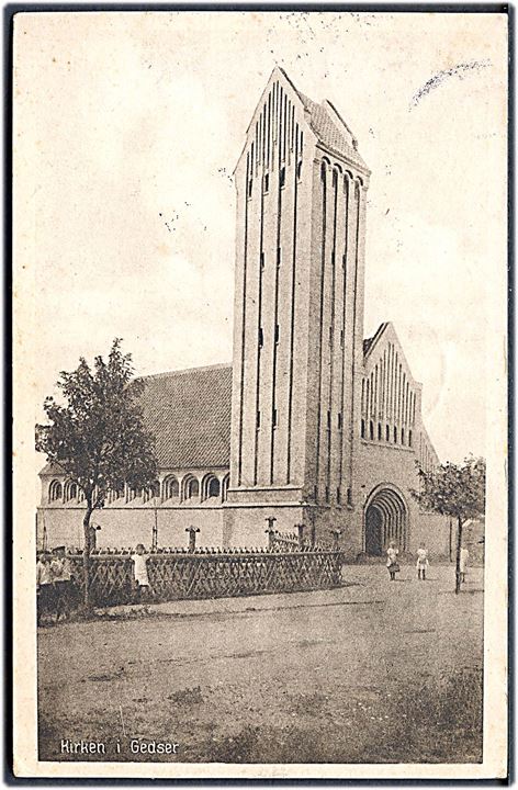 5 øre Soldaterfrimærke på brevkort (Kirken i Gedser) annulleret Gjedser d. 5.12.1918 til Nordenbro på Langeland. Ank.stemplet brotype IIa d. 6.12.1918.