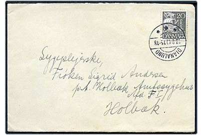 20 øre Karavel på brev annulleret brotype IIc Dianalund d. 13.8.1940 til Holbæk.