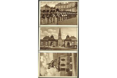 3 fløjet kort med motiver fra Amalienborg og Christiansborg Slot. I.C.O. no. 888.