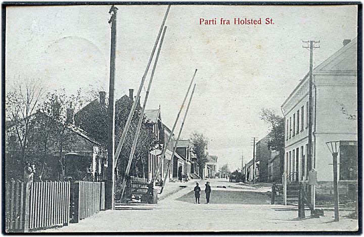 Holsted, gadeparti med jernbaneoverskæring. C.J.C. no. 128