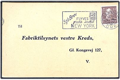 10 øre Chr. X med perfin FK. fra Frederiksberg Kommunes tekniske Forvaltning sendt lokalt i København d. 5.7.1948.