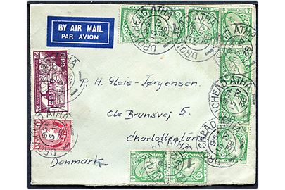 ½ pg. (9) Sværd, 1 pg. Landkort og 2 pg. Forfatning på luftpostbrev fra Droichead Átha d. 15.4.1938 til Charlottenlund, Danmark.