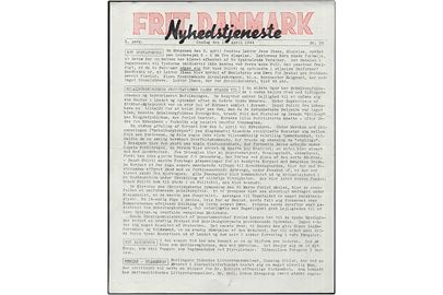 Frit Danmark - Nyhedstjeneste. 1. Aargang nr. 28 d. 12.4.1944. Illegalt blad på 2 sider.
