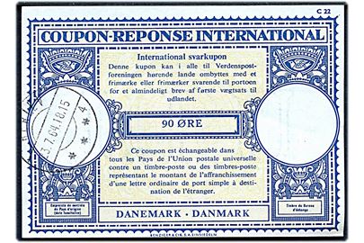 90 øre International Svarkupon stemplet Herlev d. 23.7.1964.