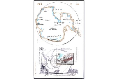 10+5 fr. Sydpolekspedition blok udg. med det danske polarskib M/S Magga Dan på illustreret uadresseret FDC stemplet Antarctica / Antwerpen d. 8.10.1966.