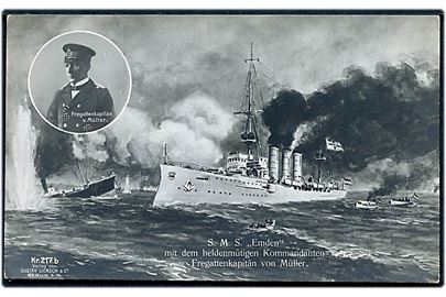Krydseren S.M.S. Emden på kapertogt i det Indiske Ocean under Fregattenkapitän v. Müller. No. 217b.