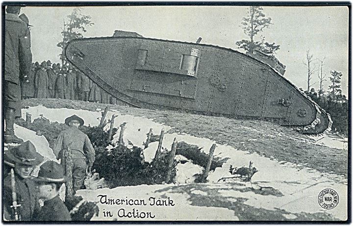 Amerikansk tank under 1. verdenskrig. The Chicago Daily News War Postals u/no.