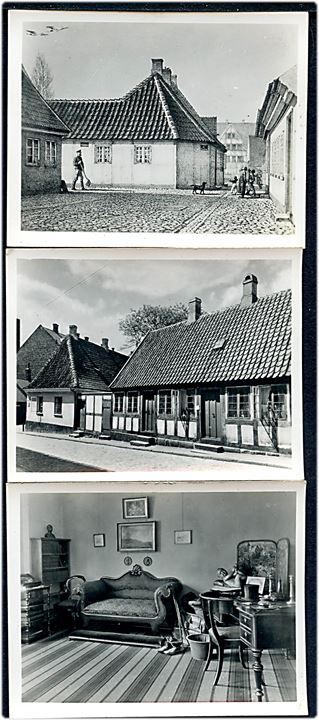 Odense, samlemappe med 8 foto (7x9 cm) fra H.C. Andersen's hus. Stenders u/no.