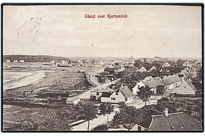 Udsigt over Kerteminde med jernbane sporet og stationen. W.K.F. no. 6021.