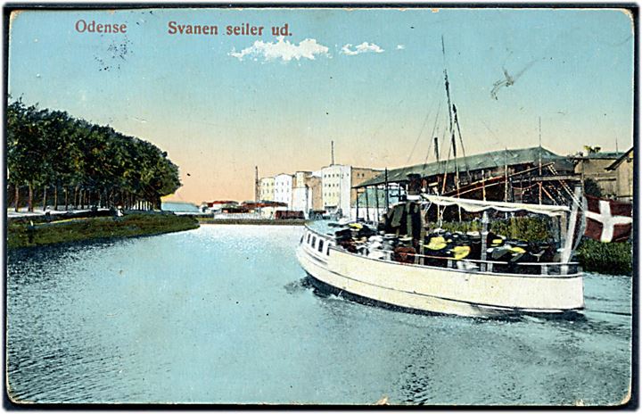 Odense, dampbåden Svanen i kanalen. J. Pedersen u/no.