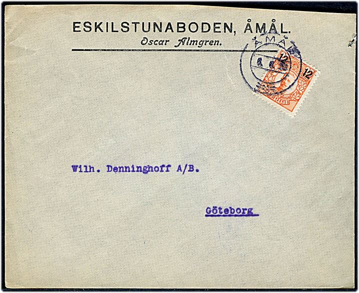12/25 öre provisorium single på brev fra Åmål d. 6.6.1918 til Göteborg.
