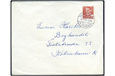 30 øre Fr. IX på brev annulleret med pr.-stempel Sandevaag pr. Thorshavn d. 12.1.1954 til København.