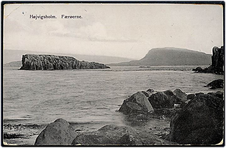 15 øre Chr. X på brevkort (Højvigsholm) annulleret med brotype IIIb Thorshavn d. 21.8.1925 til København.