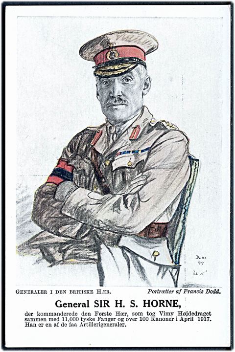 Francis Dodd: General Sir H. S. Horne. Generaler i den britiske hær u/no. Fremstillet i Danmark.