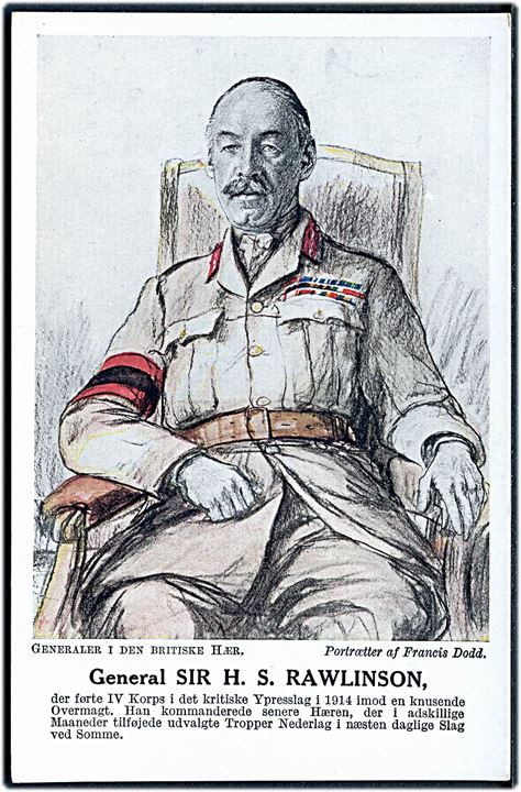 Francis Dodd: General Sir H. S. Rawlinson. Generaler i den britiske hær u/no. Fremstillet i Danmark.
