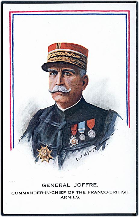 Cecil W. Quinnell: General Joffre. Øverstkommanderende for den fransk-britiske arme. Inter-Art Co. Our Heroes no. 824.