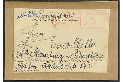 40 øre posthus-franko frankeret brev fra Esbjerg d. 18.6.1948 til Hamburg, Tyskland. Fra tysk flygtning i Oksbøl.