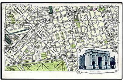 London, Marble Arch og bykort. J. Walker no. 107.