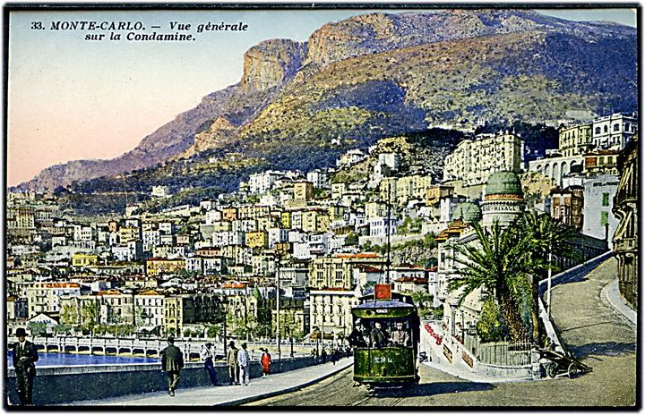 Monte Carlo, vue generale sur la Condamine med sporvogn. No. 33.