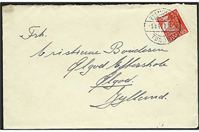 15 øre Karavel på brev annulleret med bureaustempel Bramminge - Tønder sn2 T.625 d. 5.8.1933 til Ølgod.