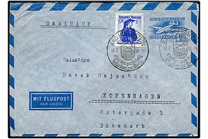 1 sh. helsags luftpostkuvert opfrankeret med 1,70 sh. Egnsdragt fra Bad Hofgastein d. 10.7.1950 til København, Danmark.