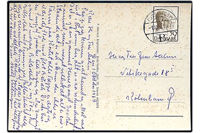 50 øre Fr. IX 70 på brevkort annulleret med brotype Vc Ruds Vedby B. d. 1.10.1968 til København.