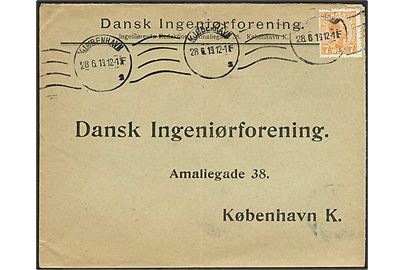 7 øre Chr. X med variant Spaltet C single på lokalbrev i Kjøbenhavn d. 28.6.1919. AFA: 500